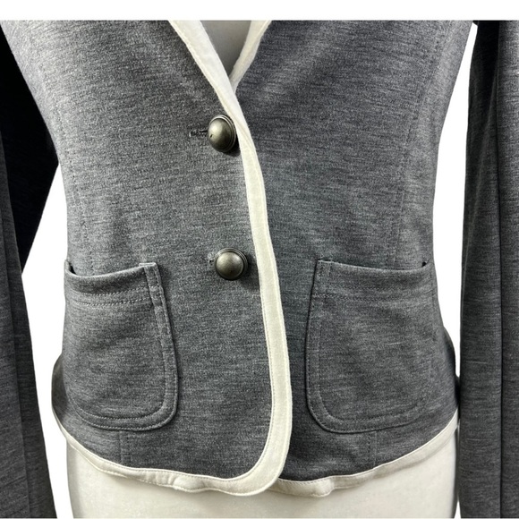 AEROPOSTALE Knit Blazer Jacket Womens Small P Gray White Long Sleeve Pockets - Picture 8 of 15